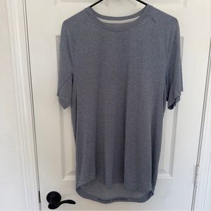 Lululemon Drysense Short Sleeve Shirt | Men's Medium M | Heather Chambray Blue